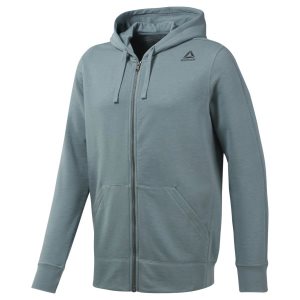 Bluza Z Kapturem Męskie Reebok Training Essentials French Terry Full-Zip Turkusowe PL 96MXCNI